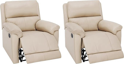 MINCETA Recliner Chairs,Modern Nursery Recliner 5" Wall Hugger Nursery Recliner with Overstuffed Arm and Back for Living Room,Set of 2,PU Leather in Khaki
