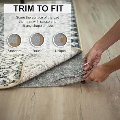 Mohawk Home 2' x 8' Non Slip Grip Rug Pad 1/4" Thick Dual Surface Felt Cushion + Rubber Gripper - Safe for All Floors