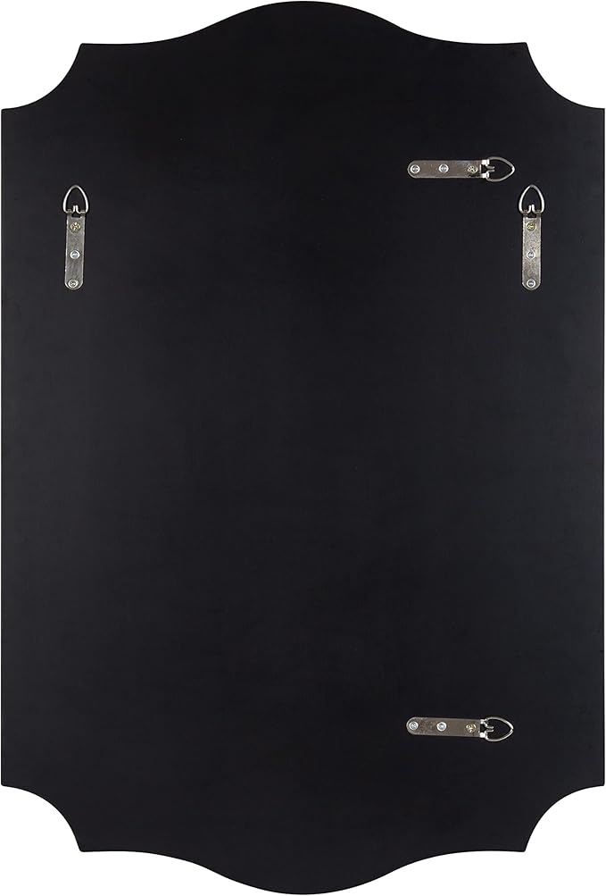 Kate and Laurel Hollyn Glam Scalloped Wall Mirror; 20 x 30; Black; Decorative Traditional Wall Decor with Elegant Frame and Soft Scallops