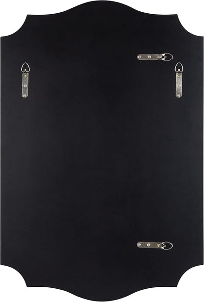 Kate and Laurel Hollyn Glam Scalloped Wall Mirror; 20 x 30; Black; Decorative Traditional Wall Decor with Elegant Frame and Soft Scallops