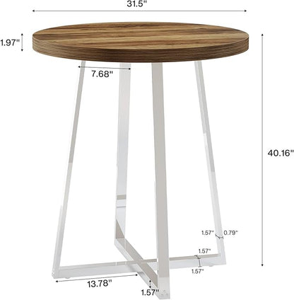 Tribesigns Round Bar Table, 40.2" High Bistro Pub Table with Crossed Metal Legs, Counter Height Cocktail Table for Home Bar, Living Room, Small Space