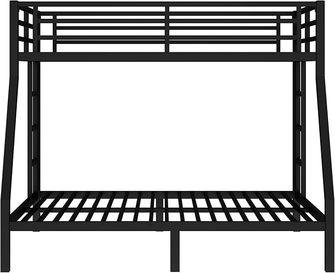 Bellemave Twin Over Full Bunk Bed for Teens, Twin Over Full Bunk Bed Frame with 2 Side Ladder and Full Length Guardrail, Easy Assemble Bunkbeds, Noise Reduced, Mattress Not Included, Black