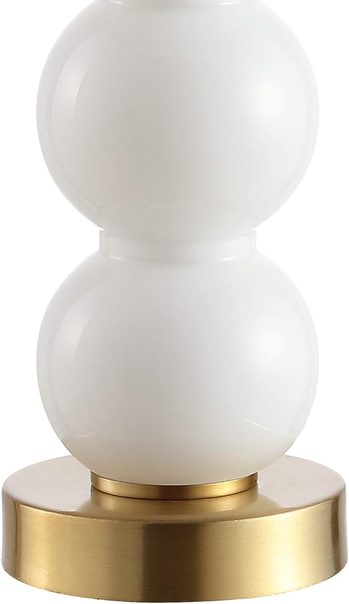 JONATHAN Y JYL1021A February 21" Glass/Metal LED Table Lamp Contemporary Bedside Desk Nightstand for Bedroom Living Room Office College Bookcase LED Bulb Included, White/Brass Gold