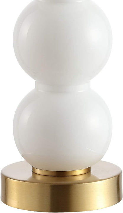 JONATHAN Y JYL1021A February 21" Glass/Metal LED Table Lamp Contemporary Bedside Desk Nightstand for Bedroom Living Room Office College Bookcase LED Bulb Included, White/Brass Gold