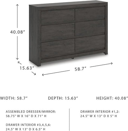 Signature Design by Ashley Parlayon Casual 6-Drawer Dresser with Safety Stop, Gray