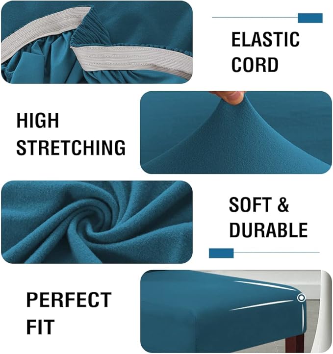 H.VERSAILTEX 100% Waterproof Bar Stool Cover Stretch Counter Stool Pub Chair Slipcover for Dining Room Removable Soft Thick Solid Fleece Fabric Bar Stool Slipcovers Set of 4, Peacock Blue
