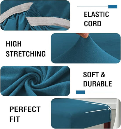 H.VERSAILTEX 100% Waterproof Bar Stool Cover Stretch Counter Stool Pub Chair Slipcover for Dining Room Removable Soft Thick Solid Fleece Fabric Bar Stool Slipcovers Set of 4, Peacock Blue