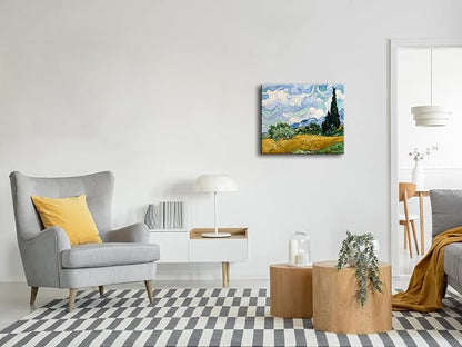 Wieco Art Wheat Field with Cypresses by Van Gogh Classic Oil Paintings Reproduction Modern Landscape Canvas Prints Artwork on Canvas Wall Art for Living Room Home Office Decorations