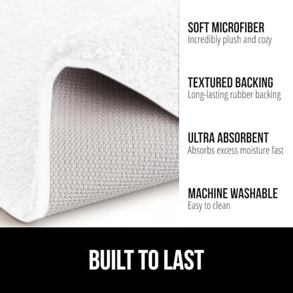 GORILLA GRIP Bathroom Rugs, Ultra Soft Absorbent Mat, Thick Plush Bath Rug, Machine Washable, Microfiber Quick Dry, Mats for Shower, Bathtub and Floor, Home Decor Accessories, 24x17, White