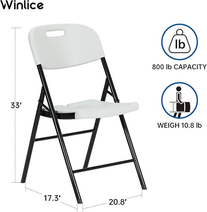 40 Pack Thicker 800 LBS White Folding Chairs, Commercial Grade Folding Chair, Foldable Chairs for Events