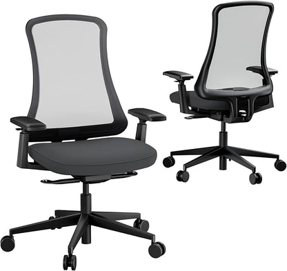 ProtoArc Ergonomic Office Chair - Flexer Computer Chair, Foam Cushion Sliding Seat, Breathable Mesh from Wintex, 125° Reclining Swivel Desk Chairs for Home, Office & Study - Black