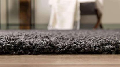 Unique Loom Solid Shag Collection Area Rug (10' x 13' 11" Rectangle, Graphite Gray)