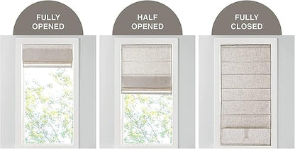 Madison Park Kyler Cordless Roman Shades - Single Panel, Lightweight Linen Blend Fabric, Natural Design, Easy Installation, Light Filtering Window Blind, Bedroom, Living Room Decor 29" W x 64" H Grey
