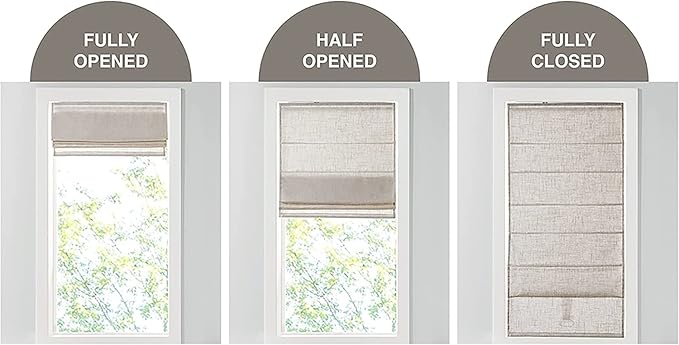 Madison Park Kyler Cordless Roman Shades - Single Panel, Lightweight Linen Blend Fabric, Natural Design, Easy Installation, Light Filtering Window Blind, Bedroom, Living Room Decor 27"W x 64"H Natural