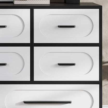 Modern 8 Drawer Dresser for Bedroom, 54" Wide Dressers & Chest of Drawers w/Solid Wood Handle, Wood Mid Century Closet Organizers and Storage Cabinet for Bedroom, Living Room, Hallway