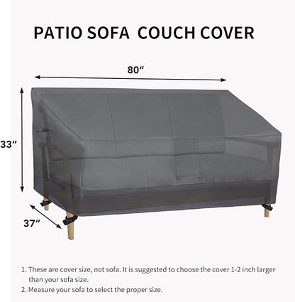 Easy-Going Waterproof Outdoor Couch Cover, Heavy Duty 3-Seater Patio Sofa Cover, Winchdproof Outdoor Furniture Cover with Air Vent (80Wx37Dx33H inch, Gray/Dark Gray)