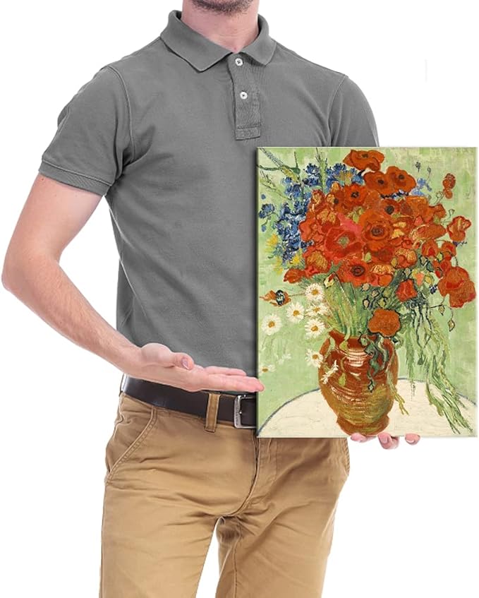 Wieco Art Abstract HD Red Poppies and Daisies Canvas Prints Wall Art of Van Gogh Famous Floral Oil Paintings Reproduction Classic Flowers Pictures Artwork on for Home Office Decorations Wall Decor