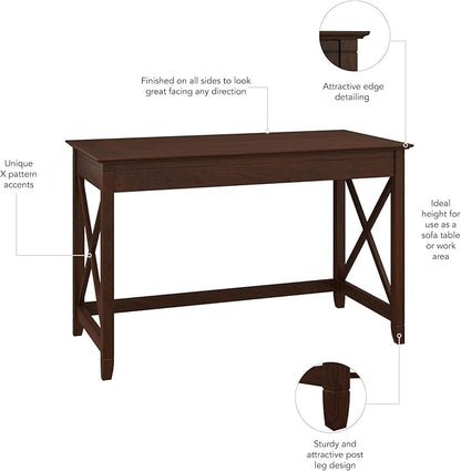 Bush Furniture Key West Writing Desk for Home Office in Bing Cherry 48W Small Modern Farmhouse Table