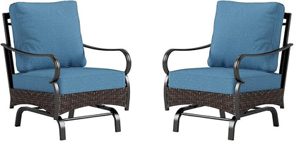 Sophia & William Extra Large Outdoor Patio Motion Sofa Chairs Set 2 PCS Heavy-Duty Metal Porch Furniture with High Back & Deep Seating Area, 5.5" Thicken Cushions for Deck, Lawn, Outside (Navy)