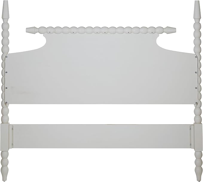 OSP Home Furnishings Spindle Design Cottage Style Headboard, 63.5 x 58.75 inches, Sandcastle Antique White Finish, Queen Size