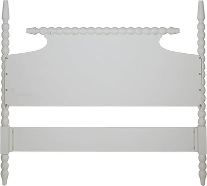 OSP Home Furnishings Spindle Design Cottage Style Headboard, 63.5 x 58.75 inches, Sandcastle Antique White Finish, Queen Size