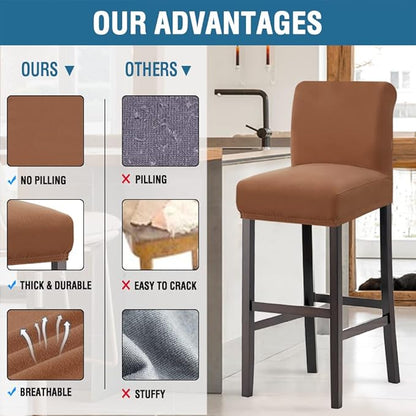 H.VERSAILTEX 100% Waterproof Bar Stool Cover Stretch Counter Stool Pub Chair Slipcover for Dining Room Removable Soft Thick Solid Fleece Fabric Bar Stool Slipcovers Set of 4, Camel
