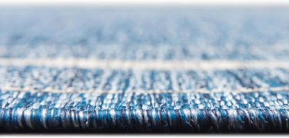 Unique Loom Outdoor Border Collection Area Rug - Soft Border (13' Square, Blue/ Ivory)