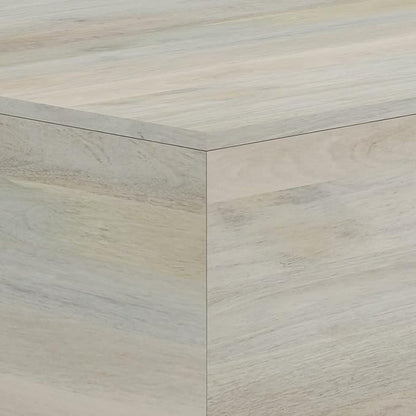 SIMPLIHOME Abba Square Coffee Table - 28 inch Wide Solid Mango Wood Modern Cocktail Table in White Wash, Contemporary Table for Living Room with Low Profile Block Design, Assembled