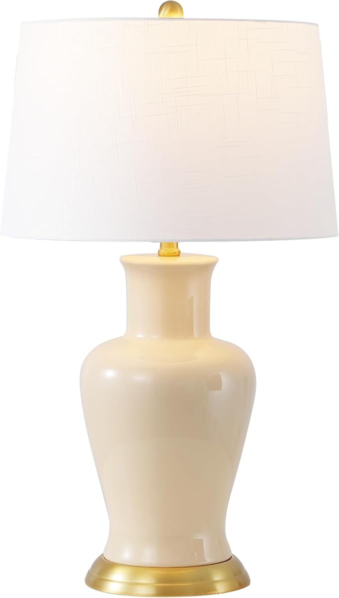 JONATHAN Y JYL4026D Julian 29" Traditional Classic Ceramic Urn LED Table Lamp, Almond for Bedroom, Living Room, Kitchen, Home Office, Kids Room