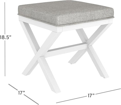 Hillsdale Somerset Backless Wood Vanity Stool for Makeup Room or Bathroom, White