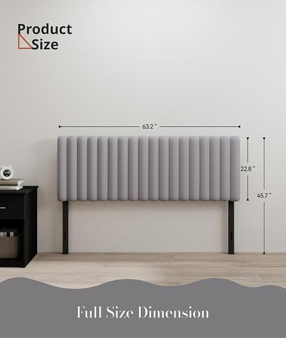Upholstered Headboard for Queen Size, Adjustable Height Channel Tufted Headboard with Sturdy Wood Legs for Bedroom, Modern Style, No Box Spring Needed, Grey
