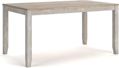 Signature Design by Ashley Skempton Cottage Dining 7 Piece Set – Rectangular Table & 6 Upholstered Chairs | Coastal Chic Meets Farmhouse, Whitewash