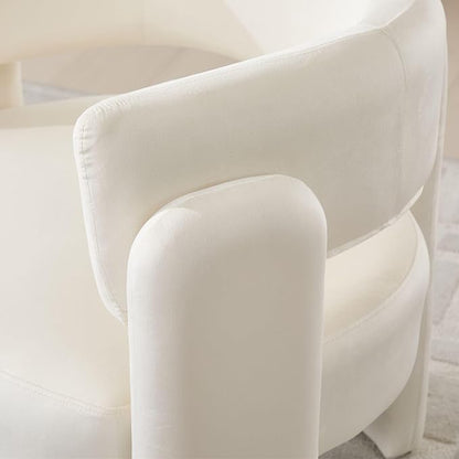 Set of 2 Accent Chairs with Arms, Upholstered Barrel Armchair with Curved Back, Comfy Single Side Chair for Reading, Living Room, Home Office, Beige