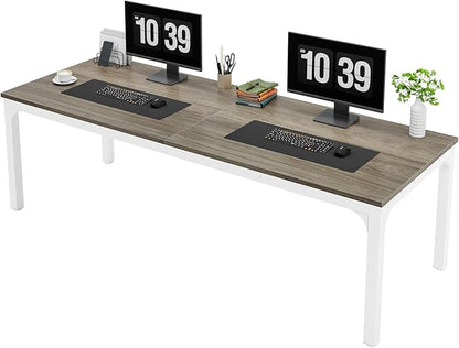Tribesigns 78.7 Inches Extra Long Computer Desk 2 Person Desk, Double Long Desk, Workstaion for Home Office, Oak+White