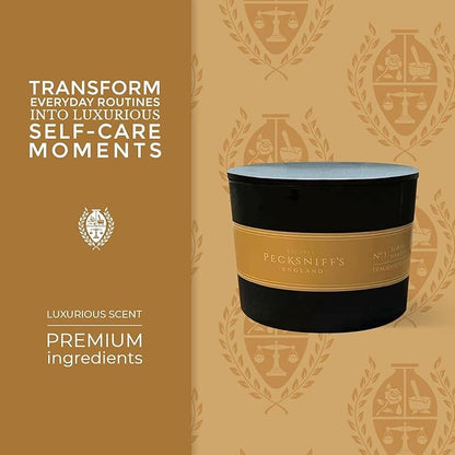 Pecksniff's Black Luxurious 3-Wick Tobacco & White Wood Scented Candle – 18.1 Oz/515g – with Metal Lid Relaxation and Elevated Home Ambiance