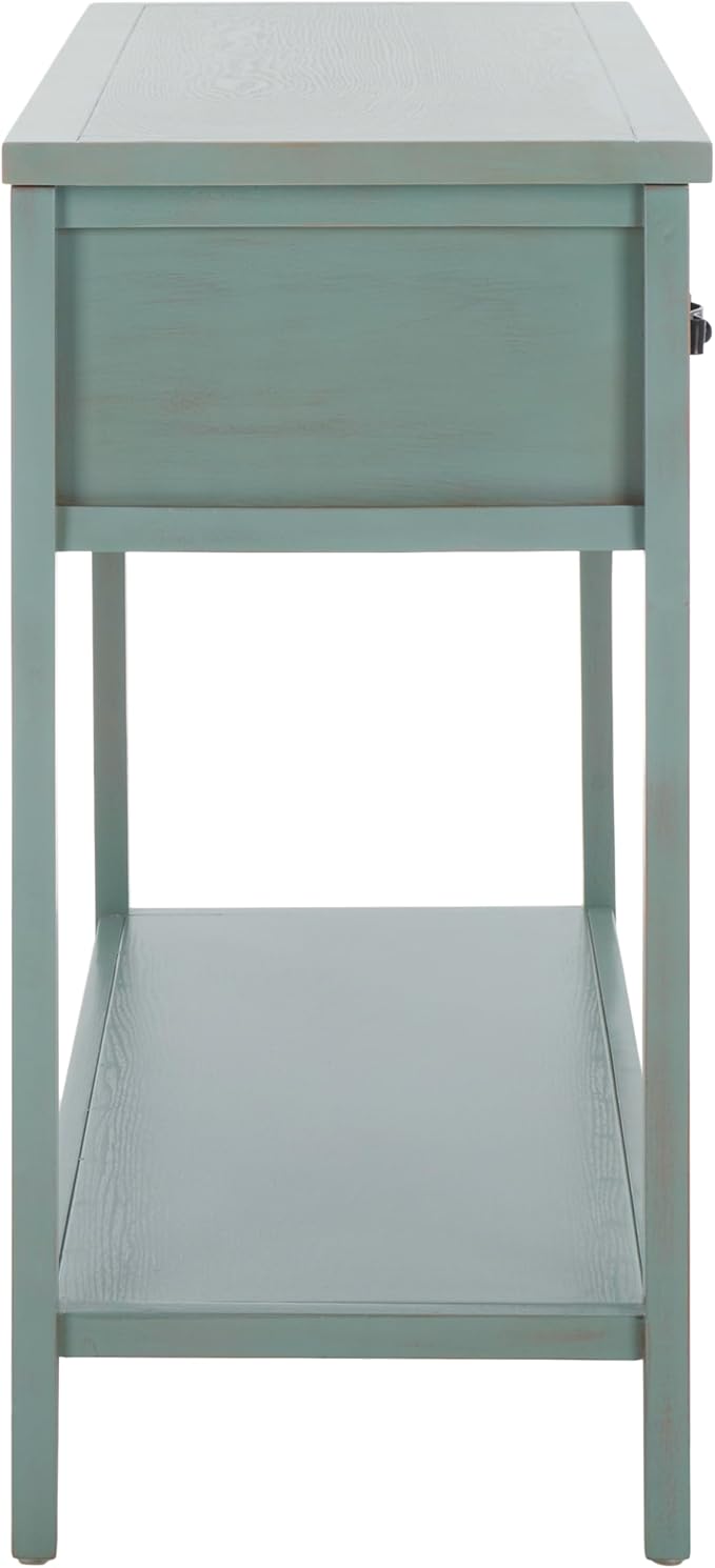 Safavieh Home Collection Aiden Barn Blue 3-Drawer Bottom Shelf Console Table