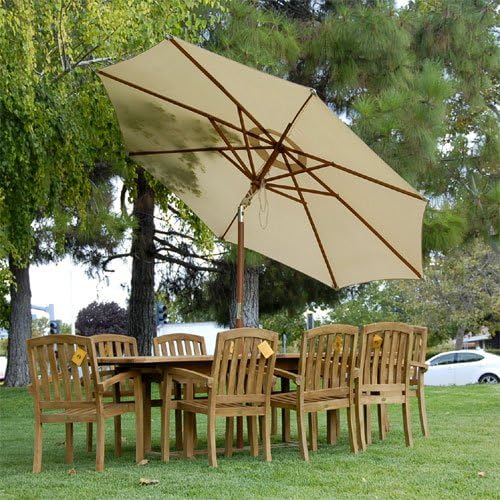 Grade-A Teak Outdoor Dining Set-95"X40" 9 Pieces | Rectangle Double Extension Table & 8 Java Arm Chairs | Wooden Outdoor Seating for Garden Fine Sanded, Natural Finish