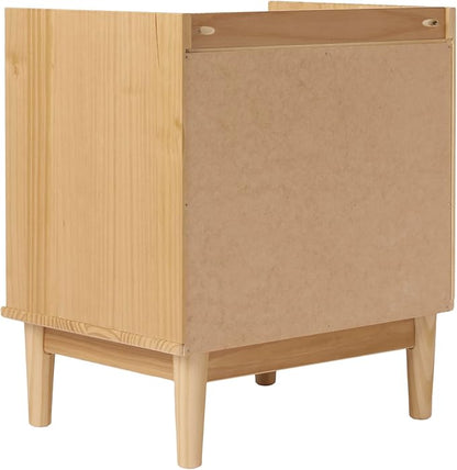 Walker Edison Blythe Mid-Century Modern Tray-Top 2-Drawer Nightstand, 20 Inch, Natural Pine