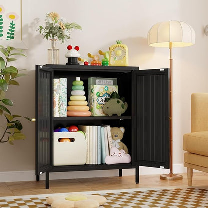 Small Storage Cabinet, Metal Cabinets with Doors and Shelves, Modern Accent Cabinets with high feet and Locker, Coffee Bar with Storage for Home,Office,Kitchen,Bathroom,Dining Room