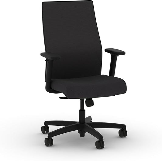 HON Ignition 2.0 Mid Back Task Chair, Spectrum Mesh, Standard Synchro-Tilt Control, Office Chair with Lumbar Support, Height and Width Adjustable Arms, Black Frame, Onyx