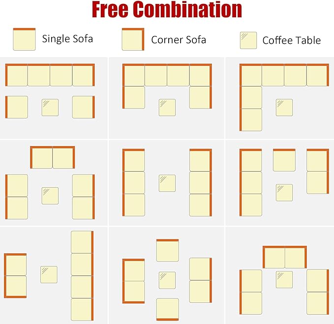 Tangkula 7 Pieces Patio Rattan Furniture Set, Patiojoy Outdoor Conversation Set with Cushions and Tempered Glass Coffee Table, All-Weather Sectional Sofa Set for Garden, Lawn, Backyard (White)