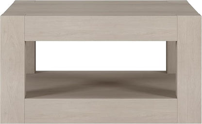 Henn&Hart 32" Wide Square Coffee Table in Beech White, for Home, Living Room, Bedroom, Entertainment Room, Office