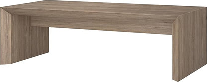Henn&Hart 48" Rectangular Low-Profile Coffee Table for Living Room, Family Room, or Office, Antiqued Gray Oak
