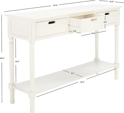 SAFAVIEH Home Collection Landers Distressed 3-Drawer Console Table CNS5711A, Distrssed White