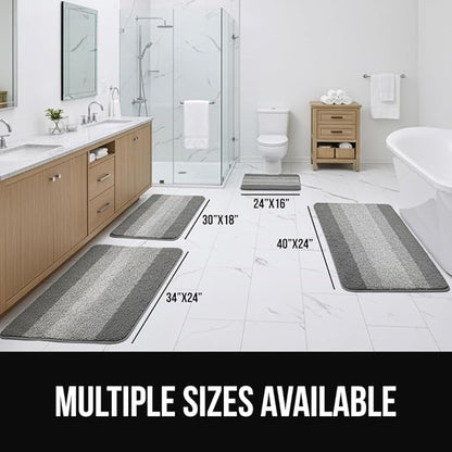 GORILLA GRIP Ultra Soft Plush Bathroom Rugs with Textured Rubber Backing, Absorbent Quick Dry Bath Mat, Machine Washable Shower Mats, Home Décor Accessories Bathmat Rug Essentials, 24 x 16 Ivory