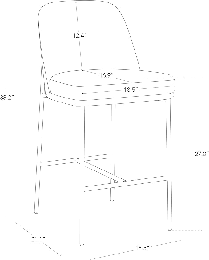 CHITA Counter Height Bar Stools Set of 2, FSC Certified Metal Barstools for Kitchen Island, 27" H Seat Height, Faux Leather, Grey