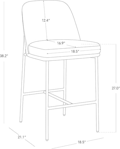 CHITA Counter Height Bar Stools Set of 2, FSC Certified Metal Barstools for Kitchen Island, 27" H Seat Height, Fabric, Green