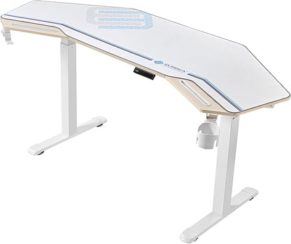 EUREKA ERGONOMIC Standing Desk, 72" Electric Adjustable Height Desk,Wing Shaped Computer Desk Large Music Studio Table, Dual Motor&Slot, Maple