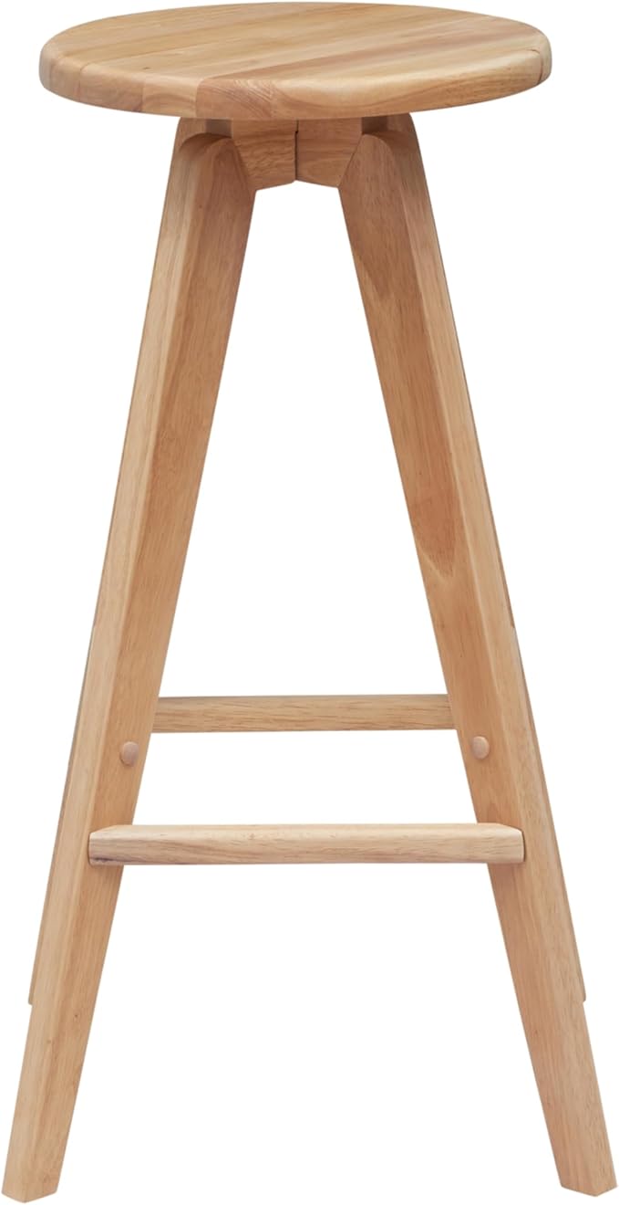 JONATHAN Y BSL2001A Ceren 30.5" MidCentury Industrial Round Solid Wood Backless Bar Stool for Home, Kitchen, Dining Room, Workspaces, Cafes and Resturants, Natural