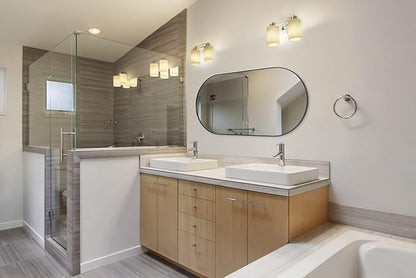 ANDY STAR Oval Bathroom Mirrors, 30x48’’ Double Vanity Mirror, Black Oval Mirrors for Bathroom, Stainless Steel Framed, 1’’ Deep Wall Mounted Vertical/Horizontal